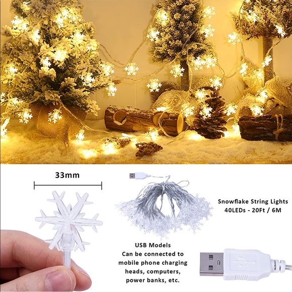 NIB 2 Packs Warm White LED light - Snow Flakes - Picture 6 of 8